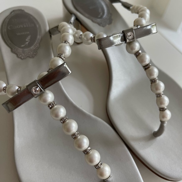 Rene Caovilla Crystal Pearl Thong Sandals women’s size 6 - Picture 8 of 12